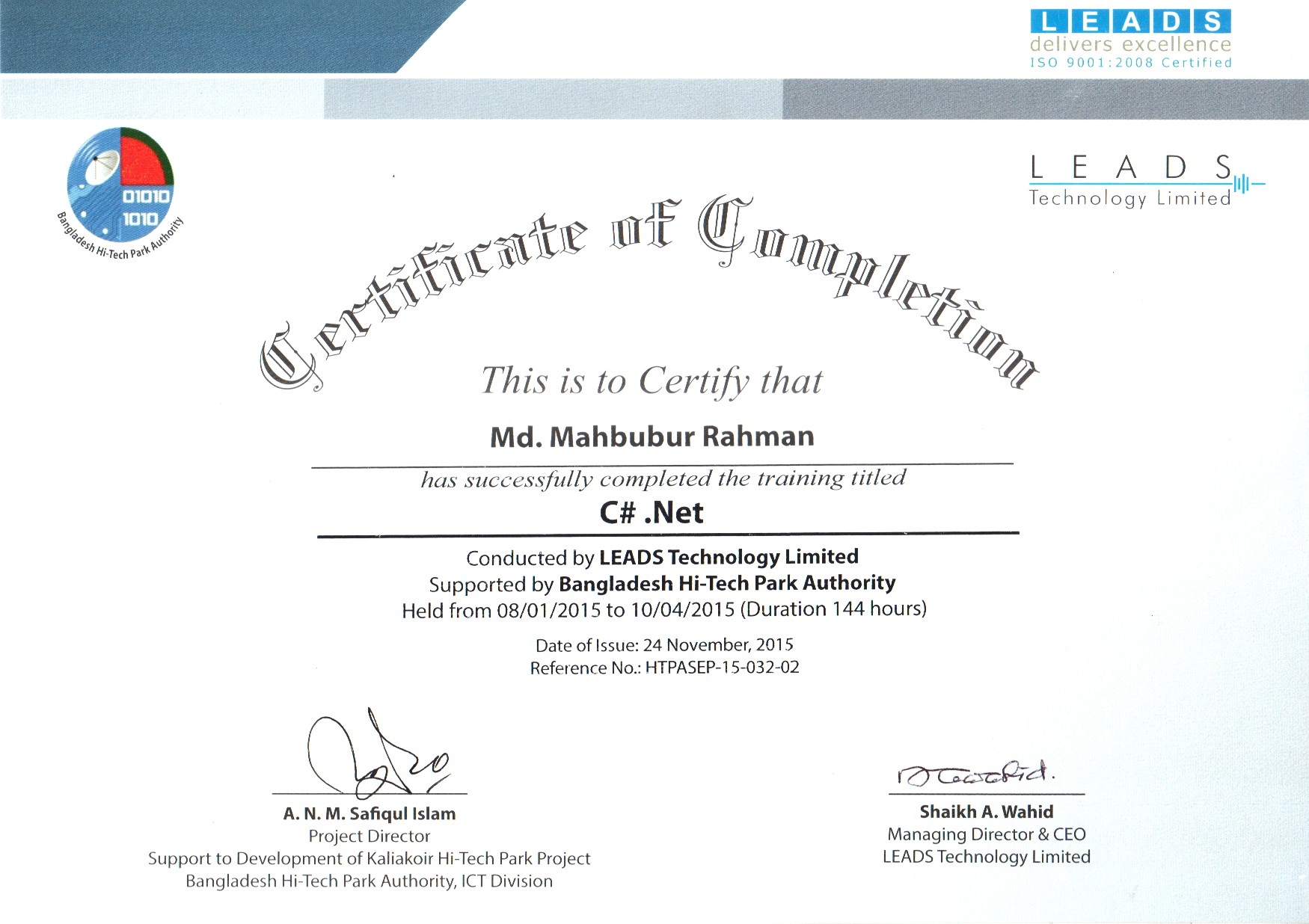 LEADS Technology C#.Net Certificate
